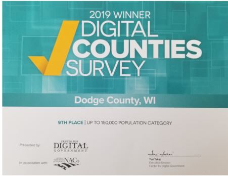 2019 Digital Counties Award for Dodge County